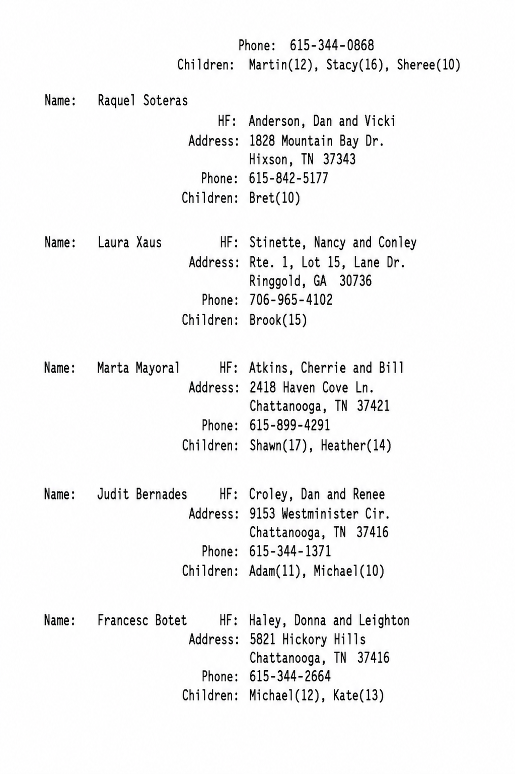 Families USA acollida Families Asignades 2
